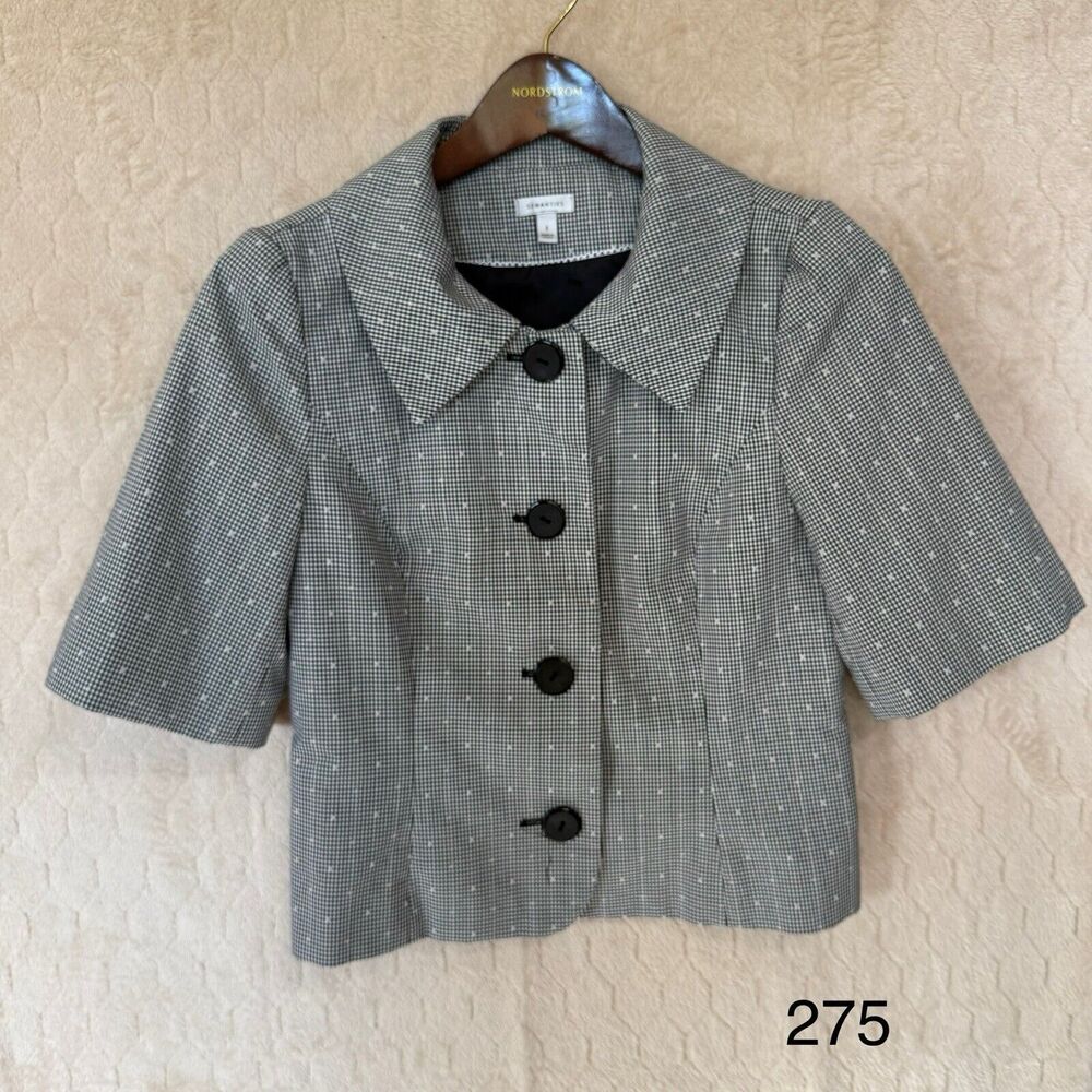 Semantiks Cropped Blazer‎ Jacket Sz 2 Black/white Striped